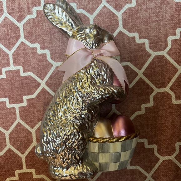 Mackenzie-Childs Touch of Pink Foil Bunny - Silver - Picture 1 of 3